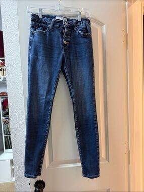 KanCan Dark Blue Skinny High-Rise Button-Fly Jeans